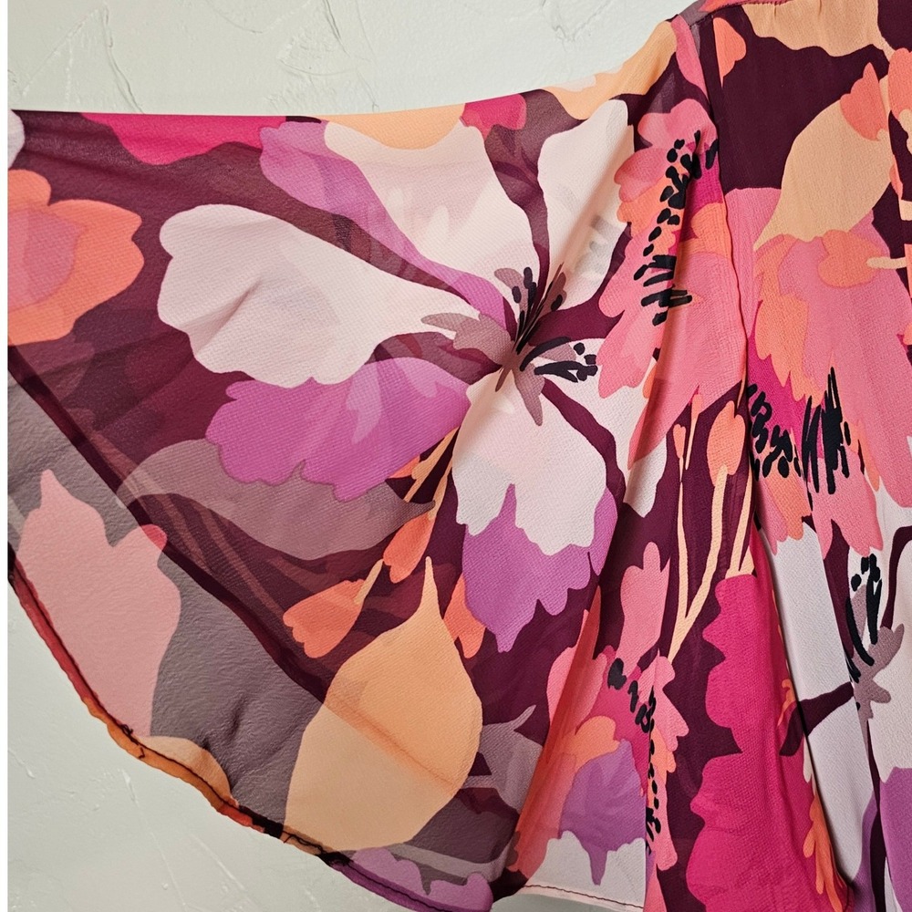 Liz Claiborne Wild Cherry Floral Pleated Wrap Midi‎ Dress XXLNWT New Plus Size - Picture 8 of 9